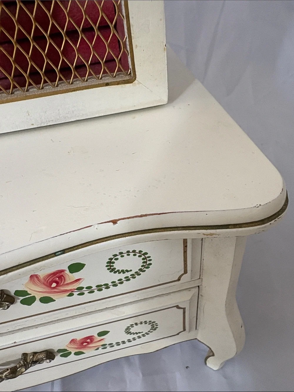 French Provincial Style Jewelry Music Box Armoire Chest- Made in Japan Vintage